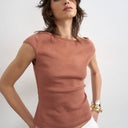 Topshop 90's boat neck vest in pecan