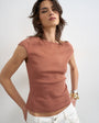 Topshop 90's boat neck vest in pecan