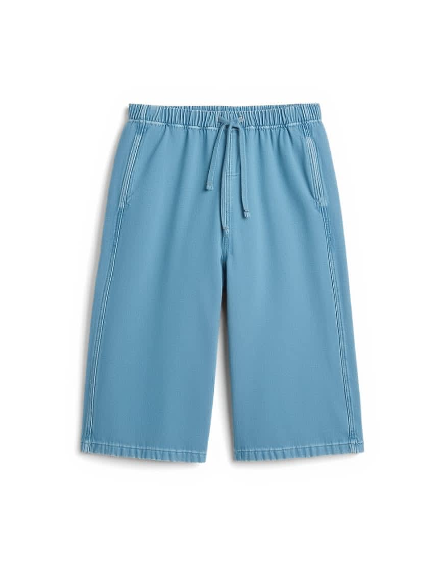 Topshop denim pull on barrel short in bleach