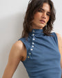 Topshop asymmetric button detail sleeveless in deep blue