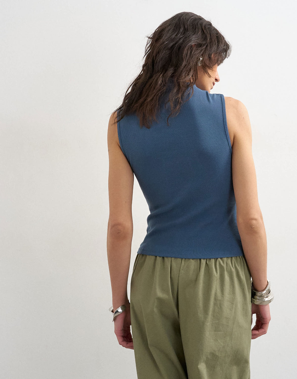 Topshop asymmetric button detail sleeveless in deep blue