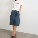 Topshop denim pull on barrel short in sulphur blue