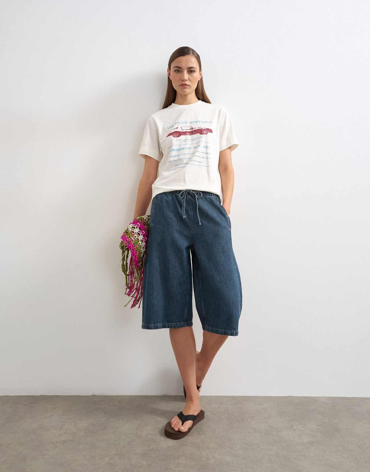 Topshop denim pull on barrel short in sulphur blue