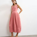 Topshop denim v neck barrel midi dress in pink