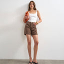 Topshop Denim Editor Shorts in Braun