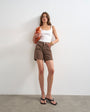Topshop denim Editor short in brown
