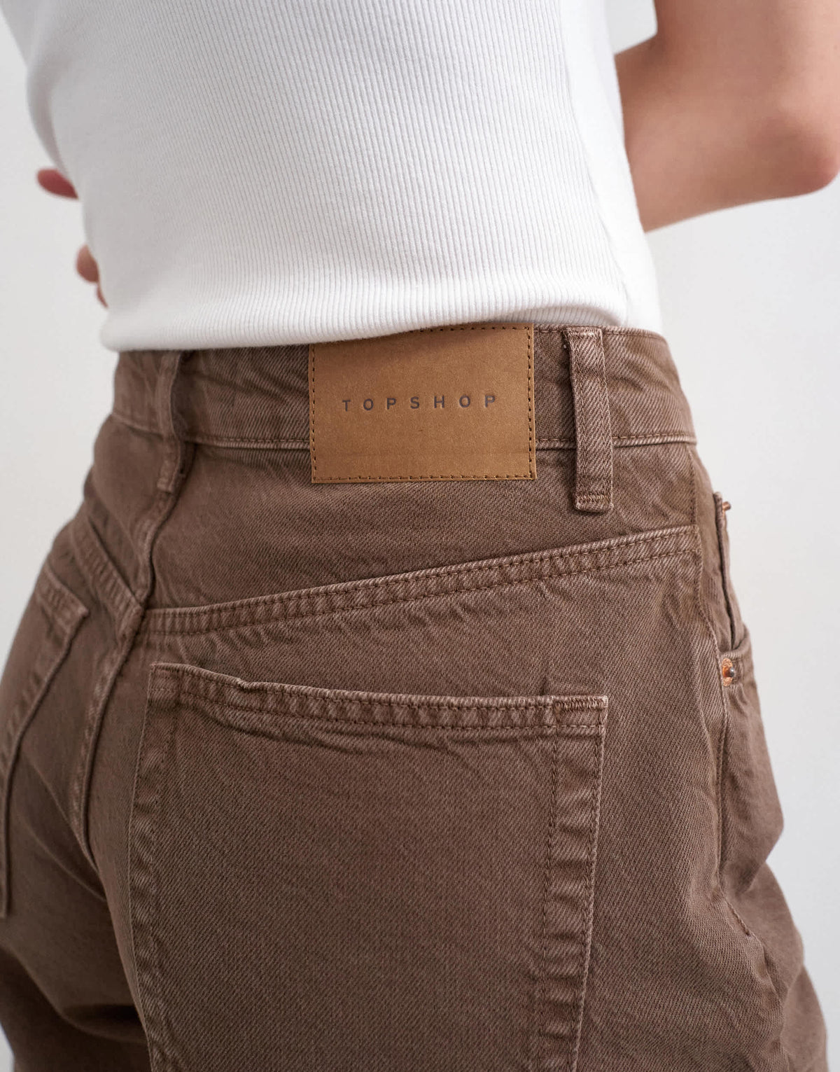 Topshop denim Editor short in brown