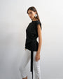 Topshop wrap detail cap sleeve top in black