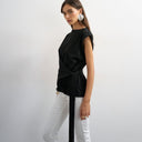 Topshop wrap detail cap sleeve top in black