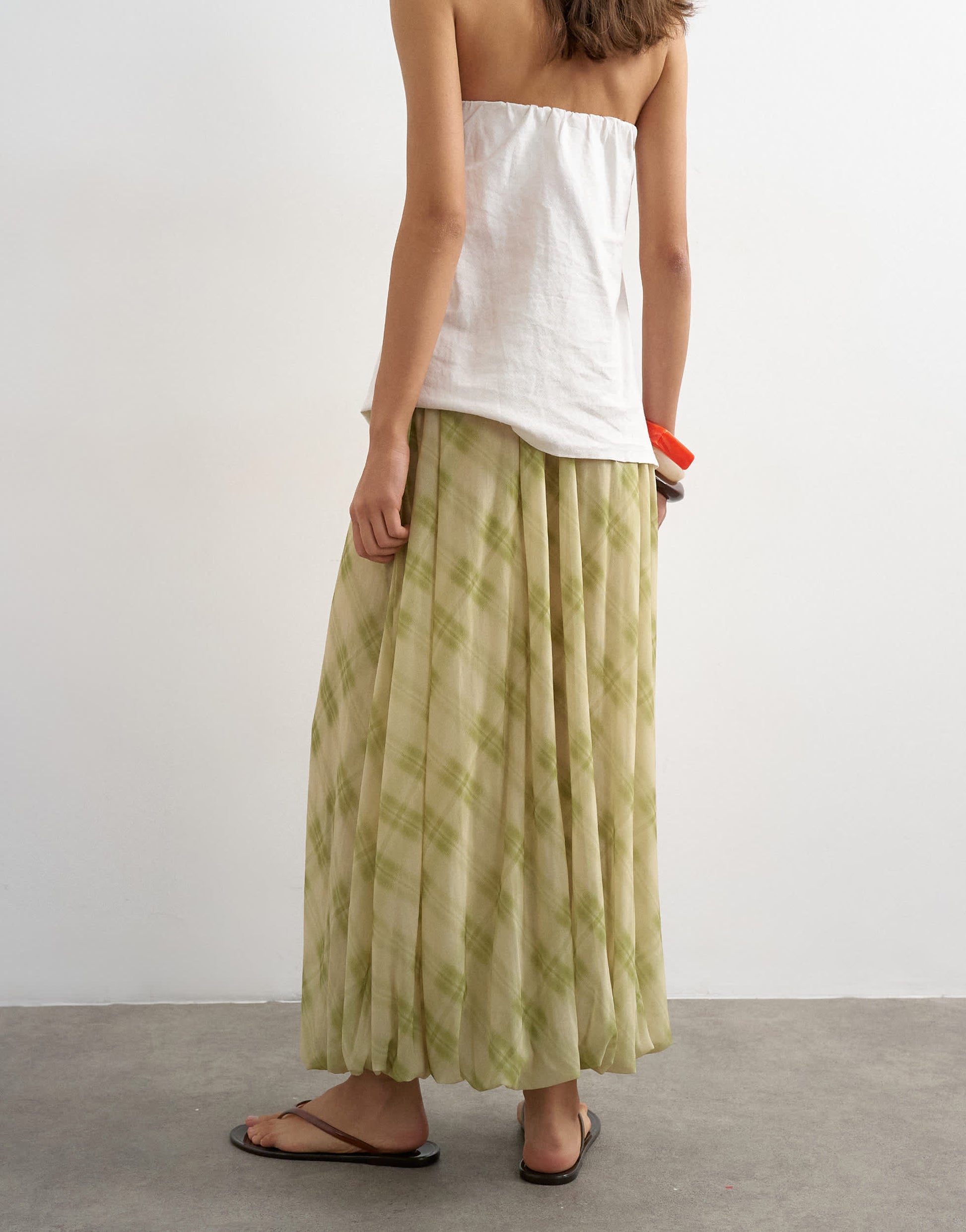 Topshop mesh balloon maxi skirt in check