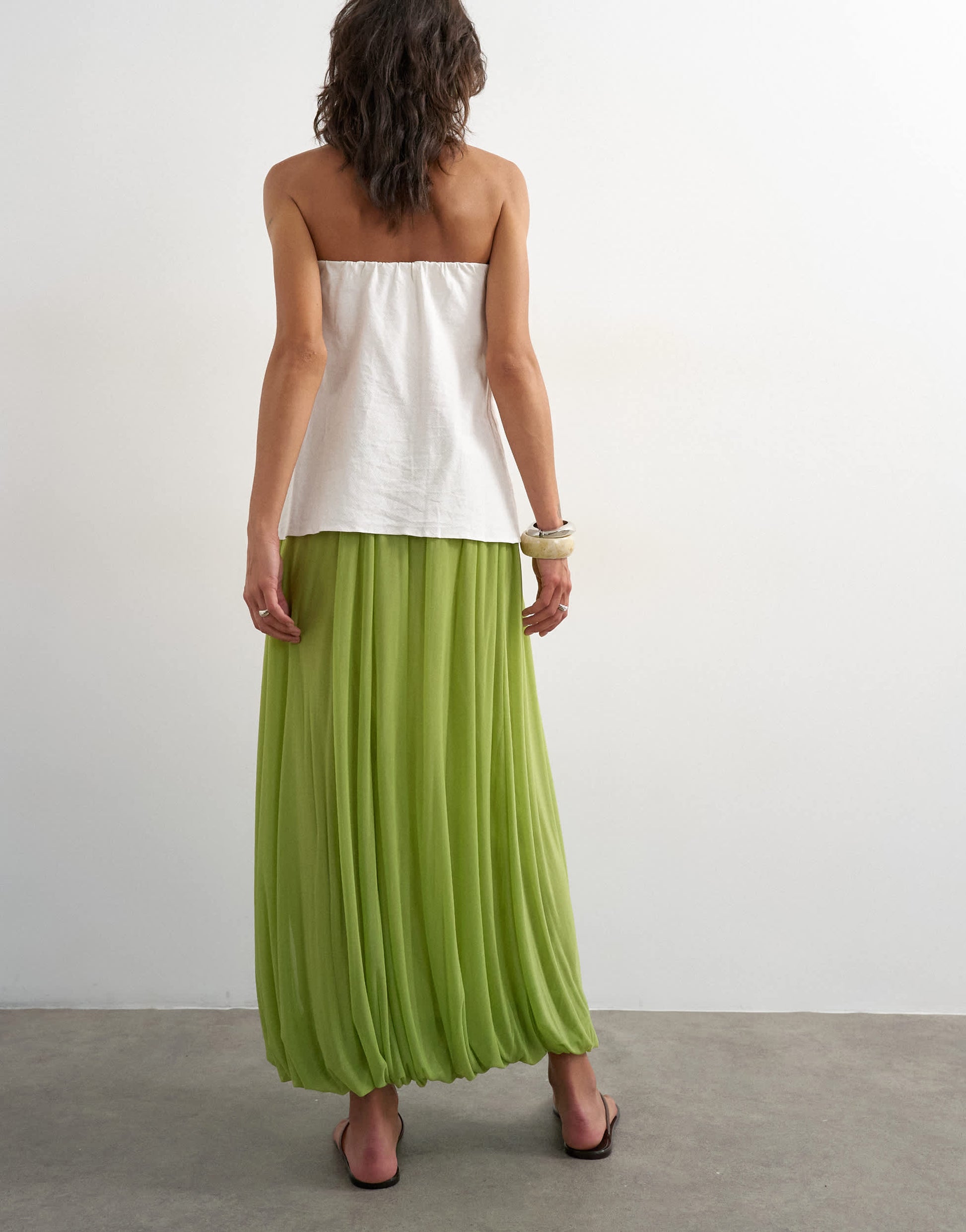 Topshop mesh balloon maxi skirt in green
