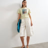 Topshop denim pull on barrel short in bone