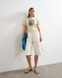 Topshop denim pull on barrel short in bone