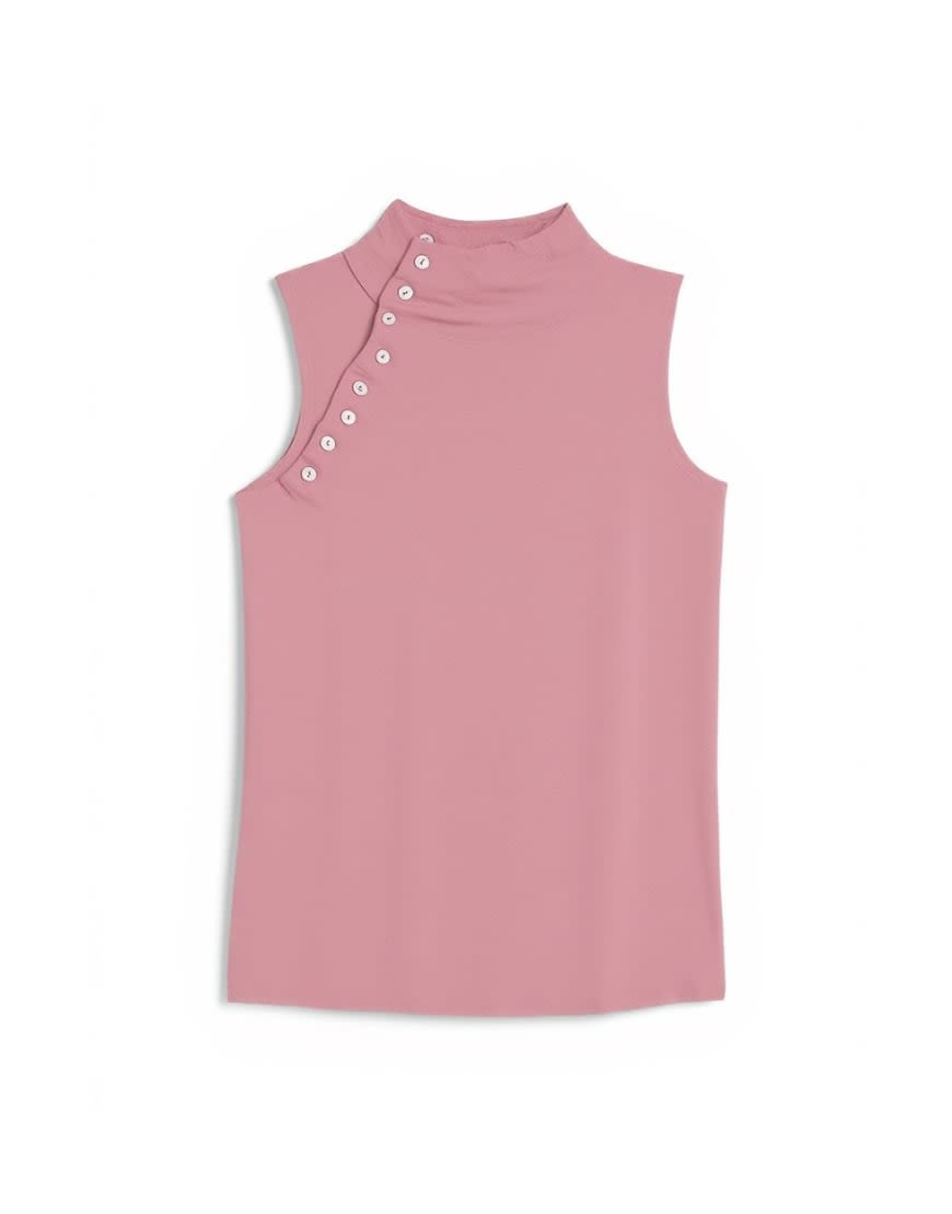 Topshop asymmetric button detail sleeveless in mauve