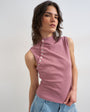 Topshop asymmetric button detail sleeveless in mauve