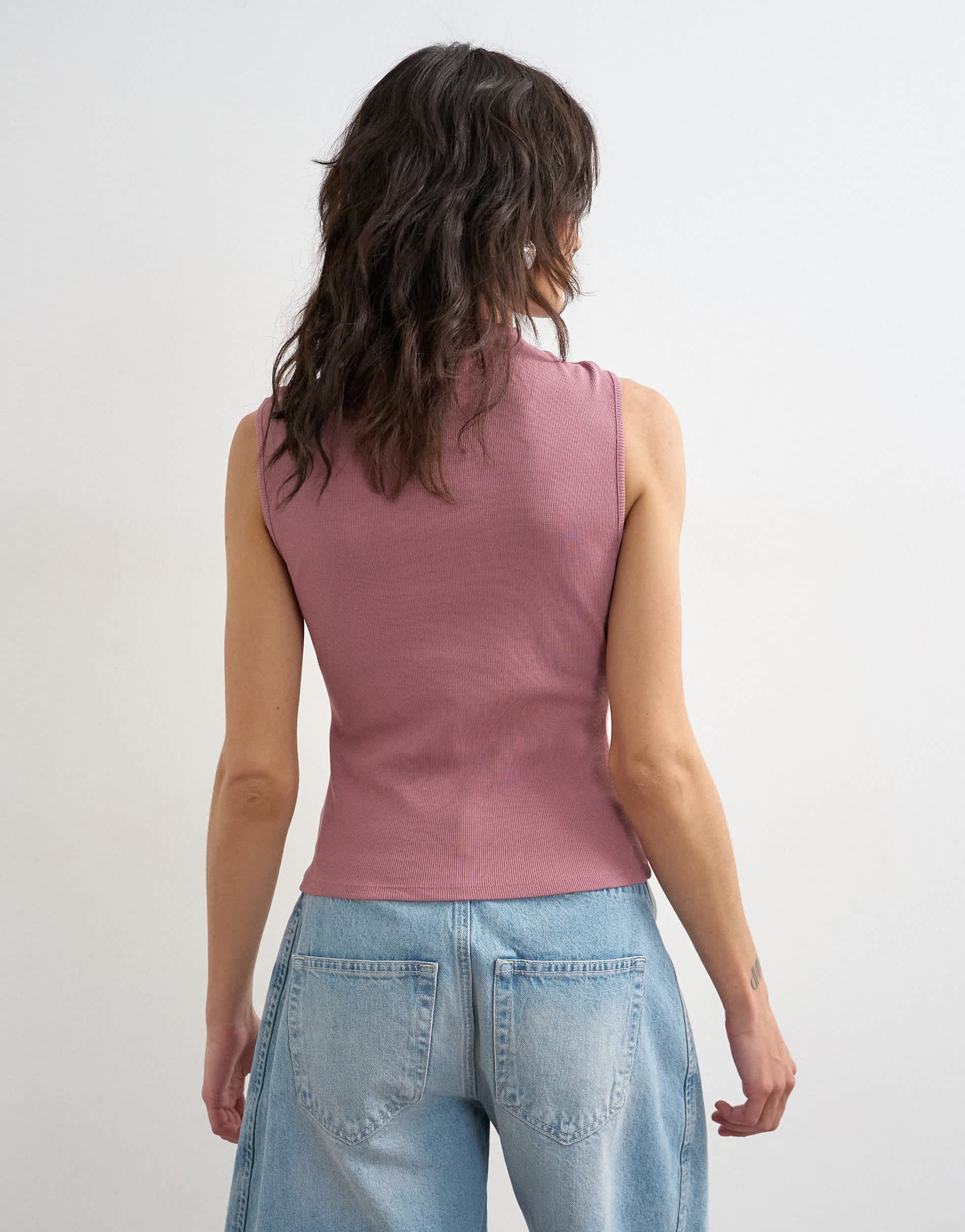 Topshop asymmetric button detail sleeveless in mauve