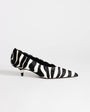 Topshop Avril hair on real leather kitten heel mid court shoe in black and white zebra