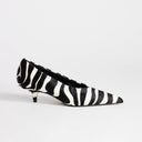 Topshop Avril hair on real leather kitten heel mid court shoe in black and white zebra