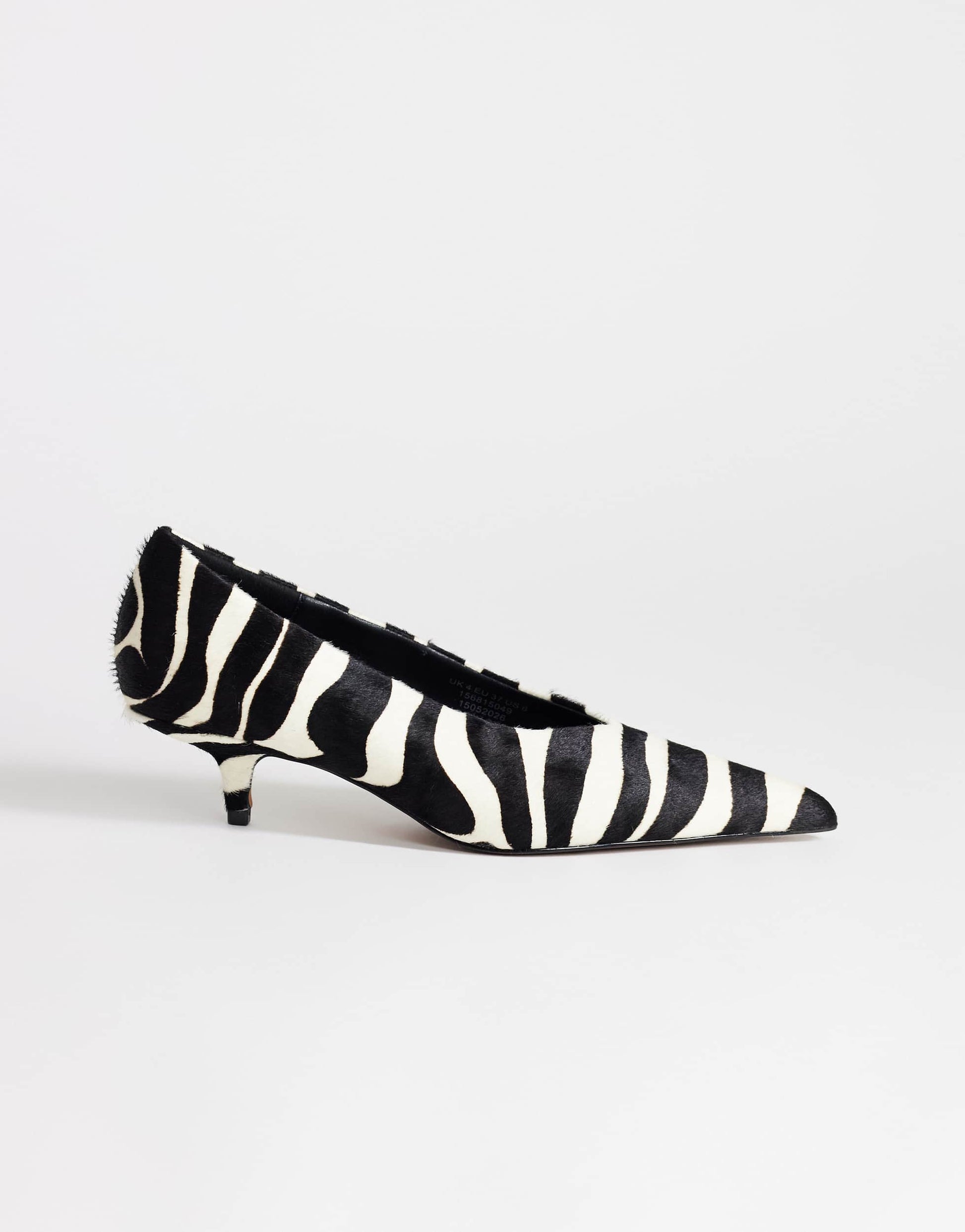 Topshop Avril hair on real leather kitten heel mid court shoe in black and white zebra