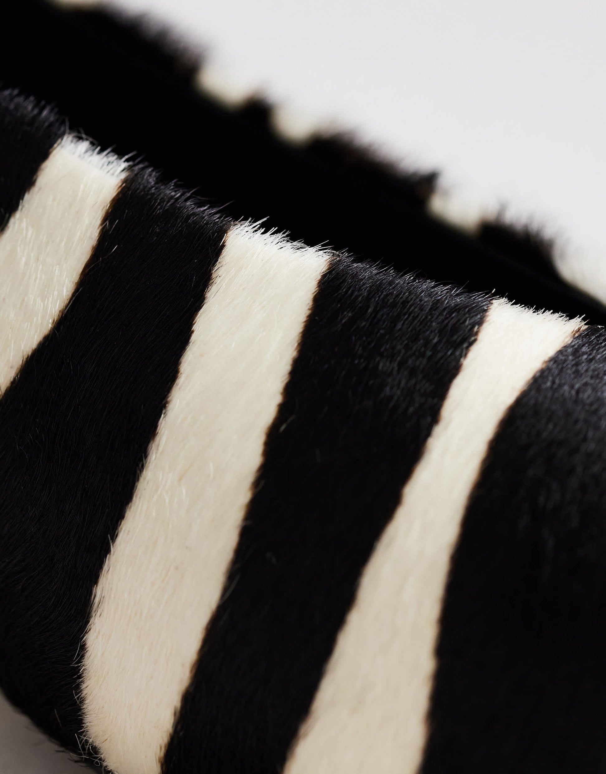 Topshop Avril hair on real leather kitten heel mid court shoe in black and white zebra