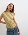 Topshop mesh crinkle fitted tee in check print