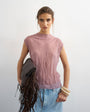 Topshop mesh crinkle fitted tee co-ord in pale mauve