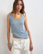Topshop knitted vest in blue with orange contrast lace 