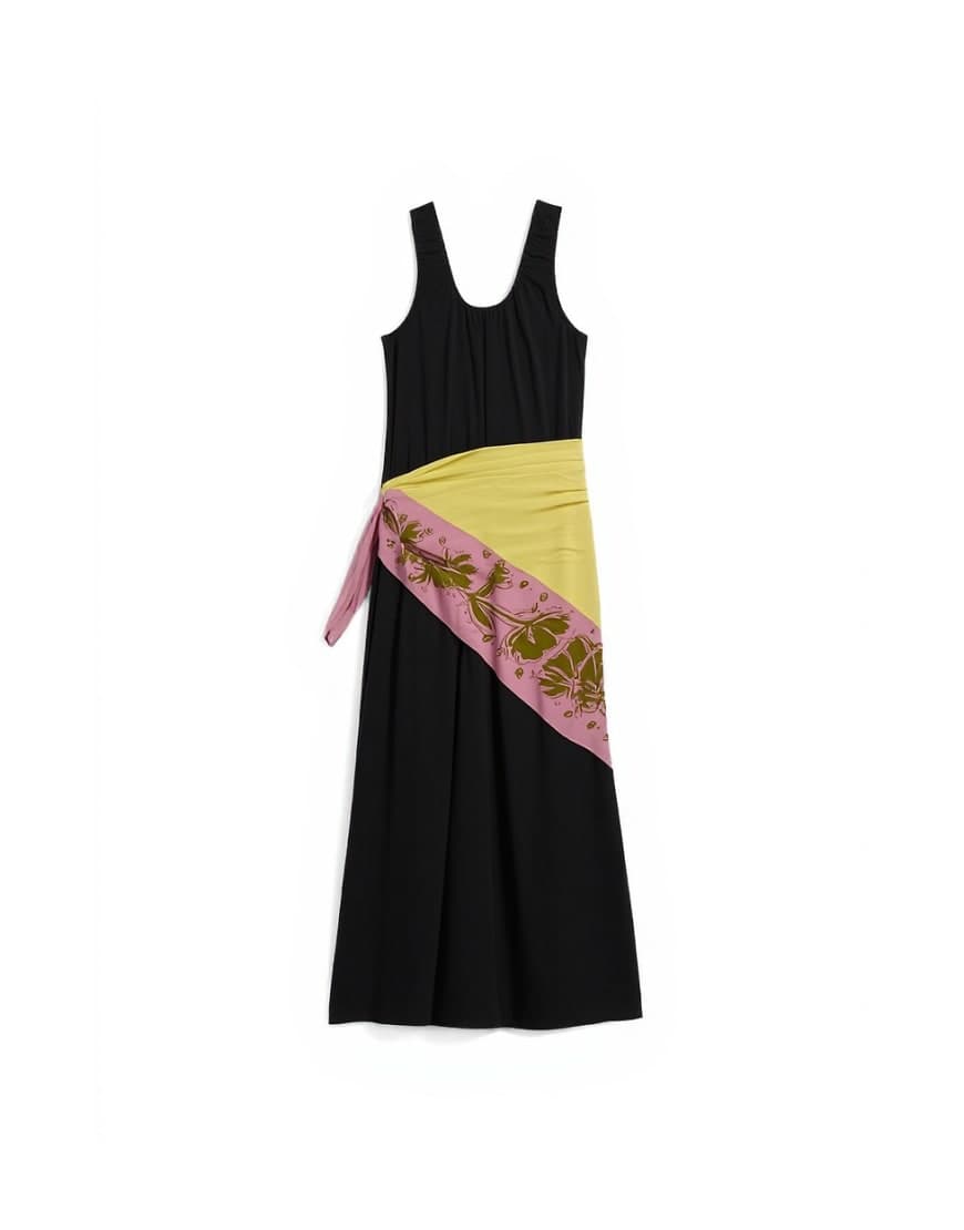Topshop cotton poplin ruched neck maxi sundress in black