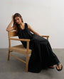 Topshop cotton poplin ruched neck maxi sundress in black
