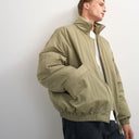 Topman oversized fit twill nylon funnel neck bomber jacket in khaki