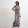 Topshop knitted textured twist detail off shoulder maxi dress in brown animal print