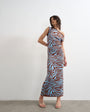 Topshop knitted textured twist detail off shoulder maxi dress in brown animal print