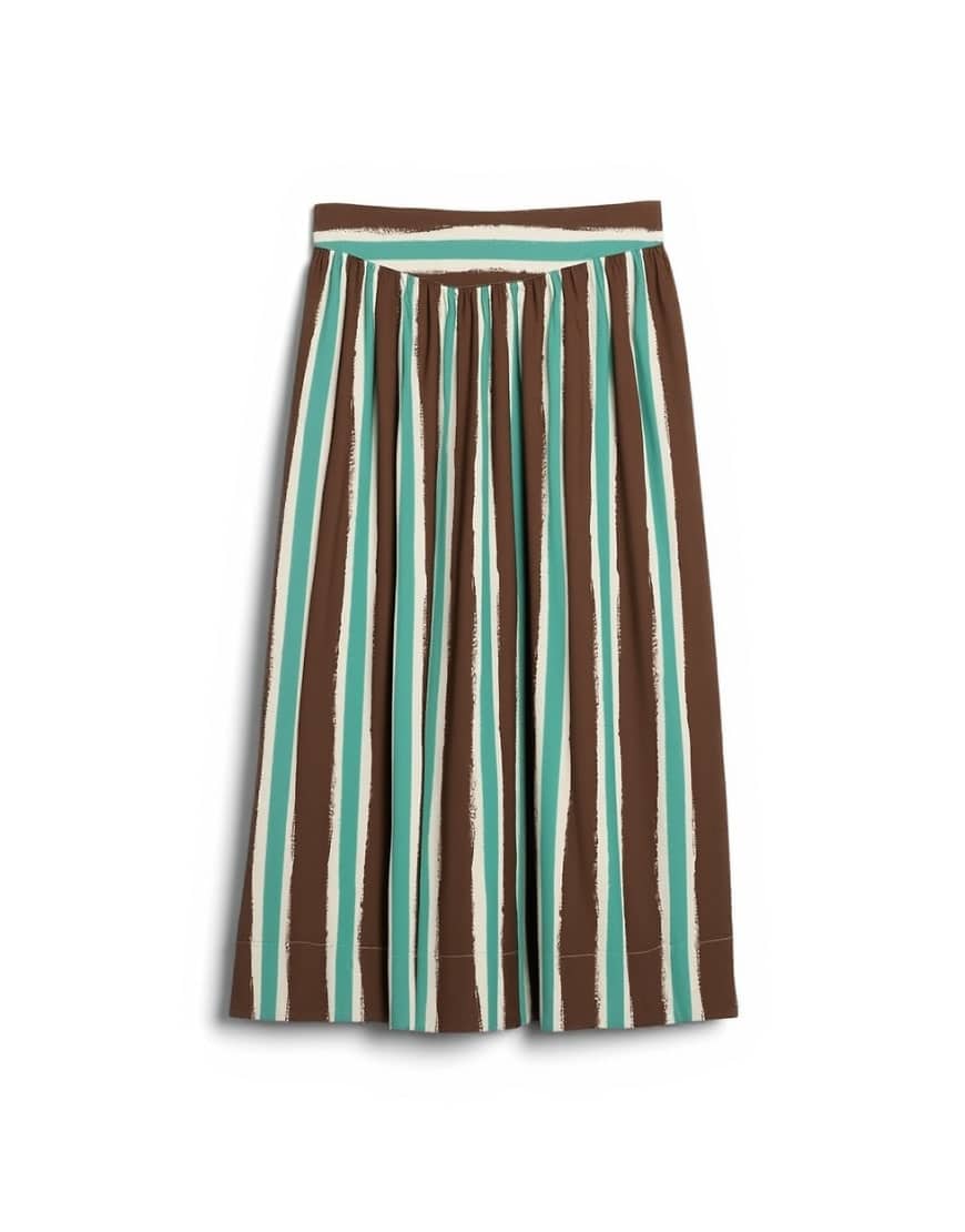 Topshop co-ord drop waist saloon maxi skirt in brown stripe