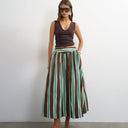 Topshop co-ord drop waist saloon maxi skirt in brown stripe