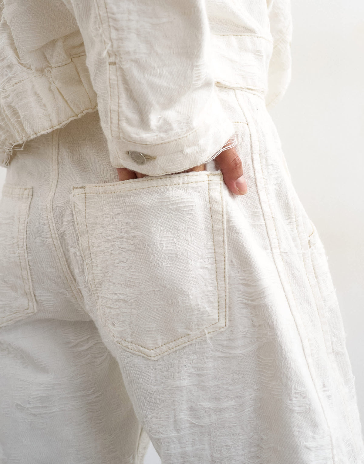 Topshop denim barrel jort in distressed ecru