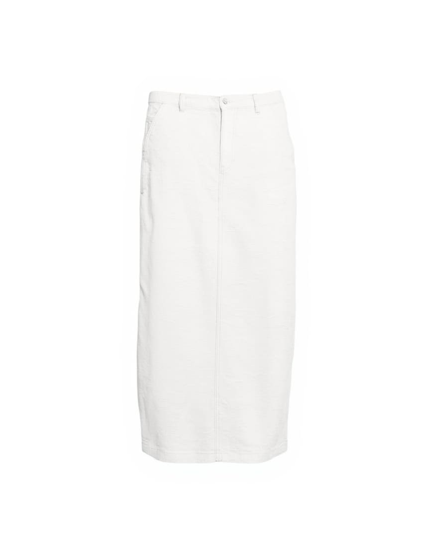 Topshop denim column maxi skirt in distressed ecru