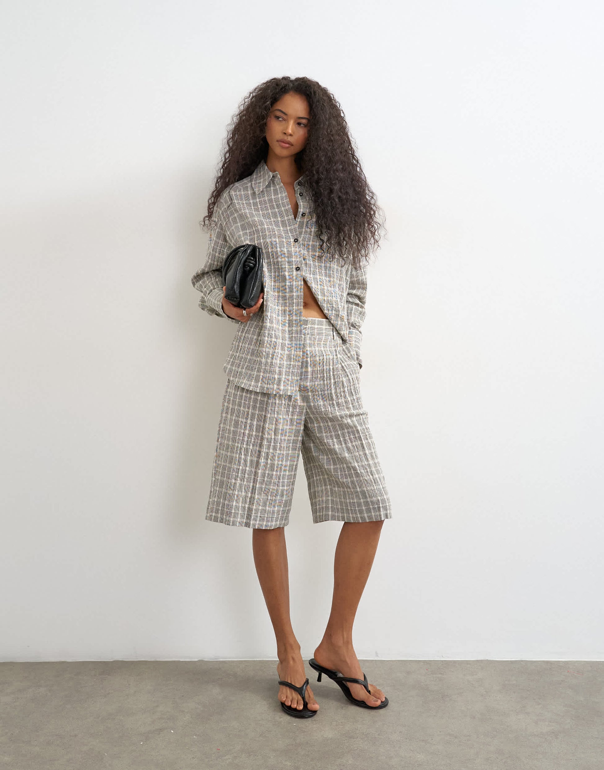 Topshop co ord longline bermuda short in mono check