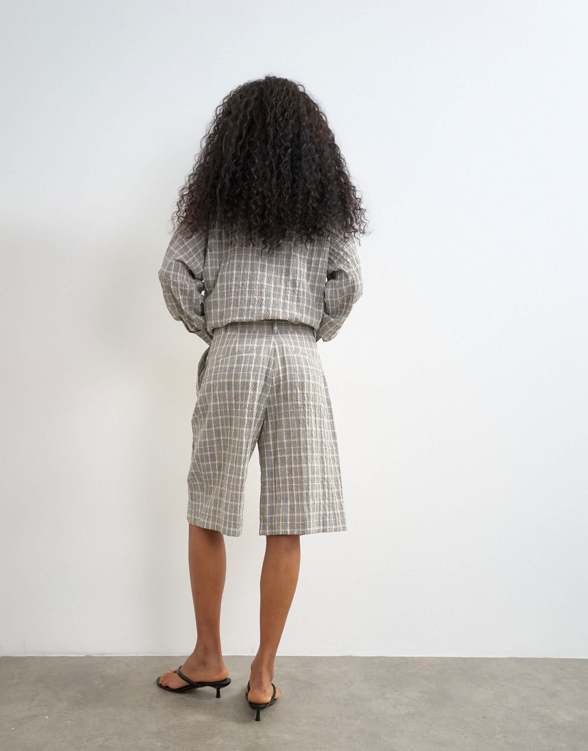 Topshop co ord longline bermuda short in mono check