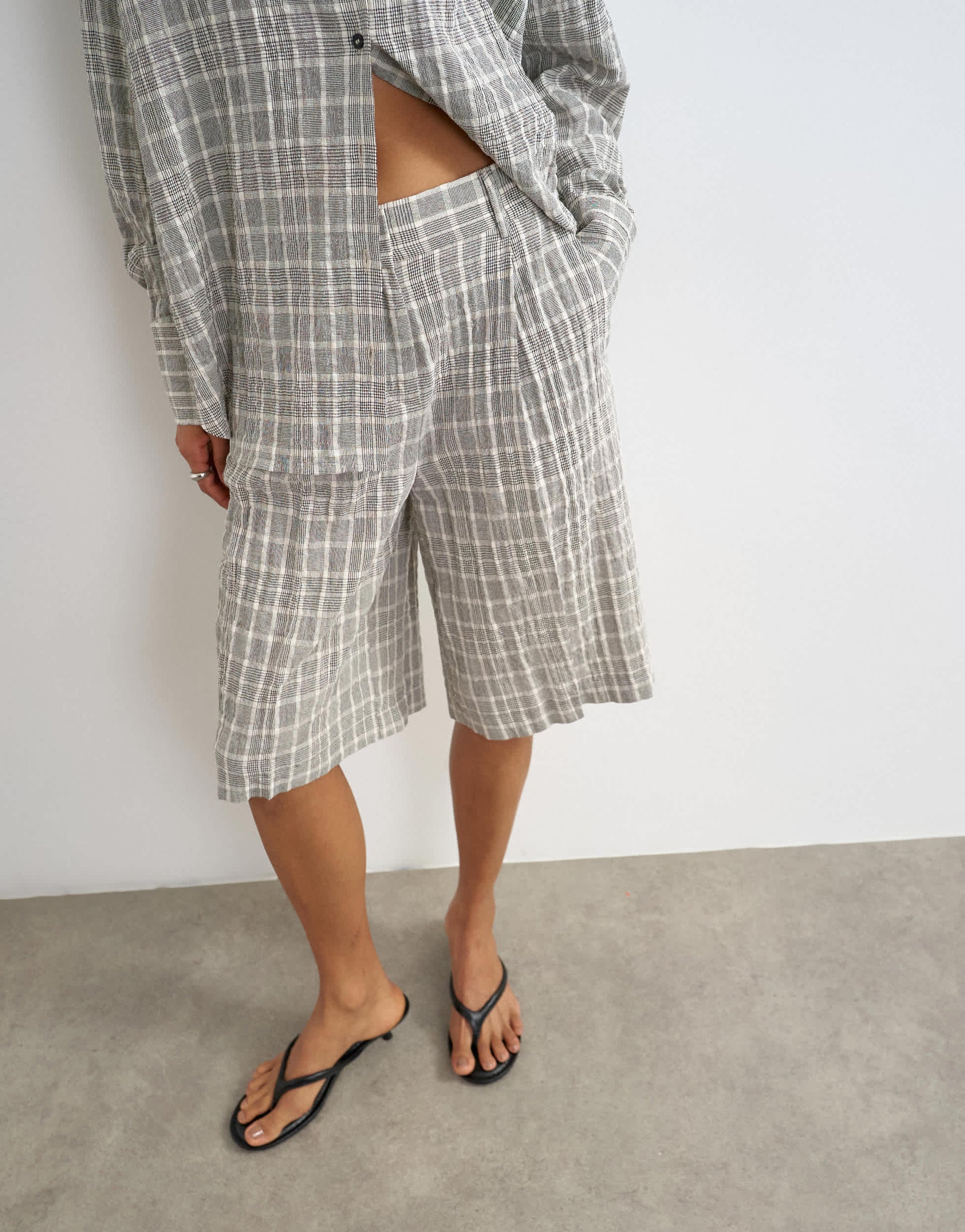 Topshop co ord longline bermuda short in mono check