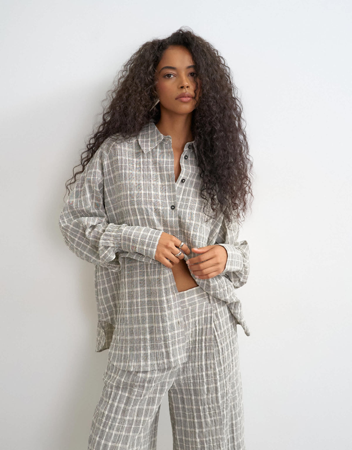 Topshop co ord shirt in mono check