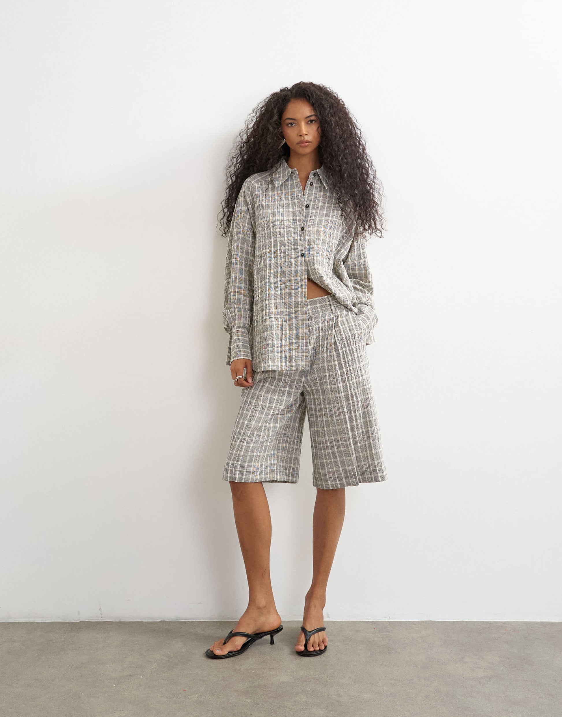 Topshop co ord shirt in mono check
