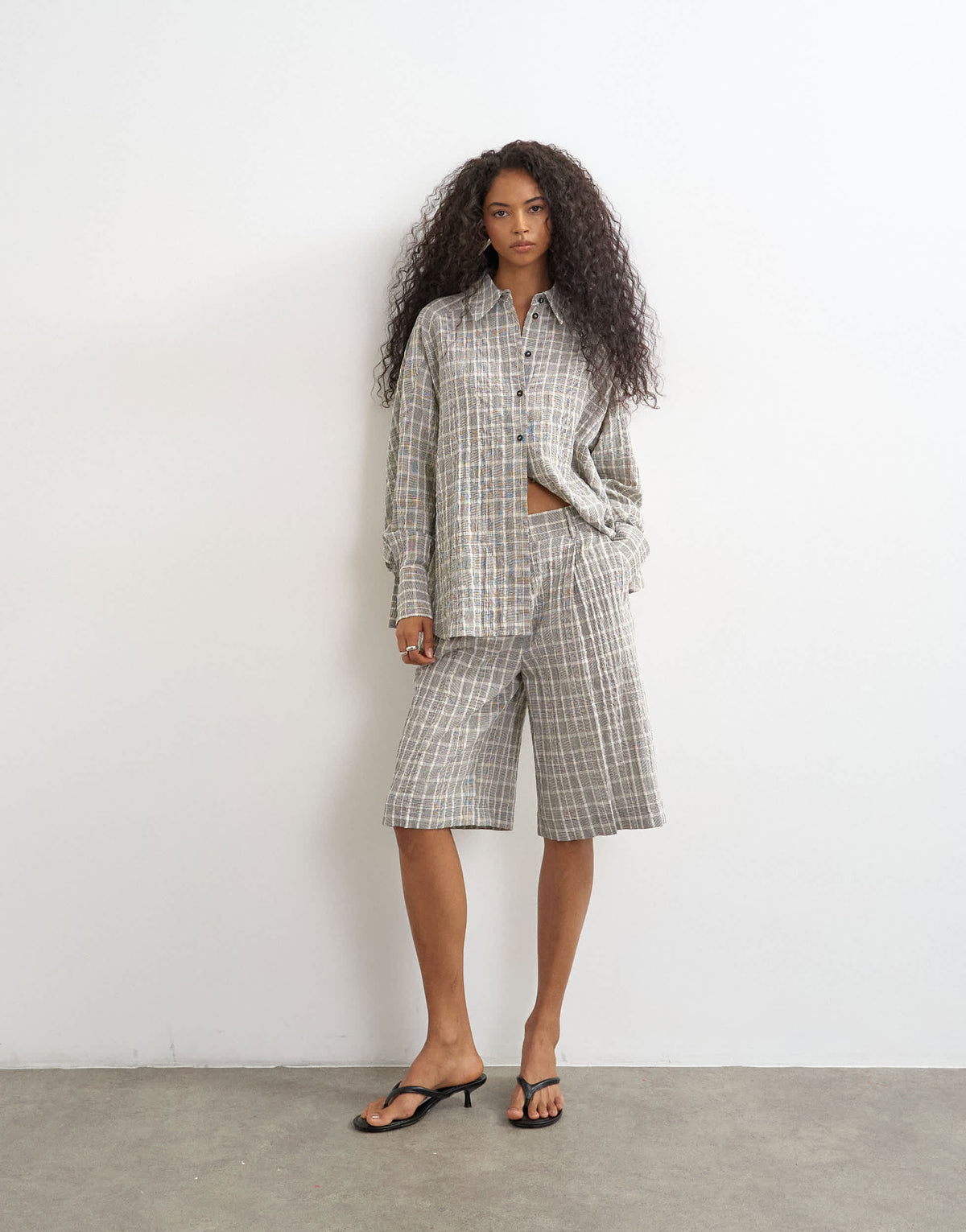 Topshop co ord shirt in mono check