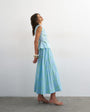 Topshop co-ord dropped waist deep v maxi skirt in blue check