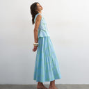Topshop co-ord dropped waist deep v maxi skirt in blue check