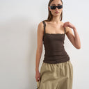 Topshop lace trim cami in dark chocolate