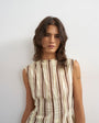 Topshop co-ord grown on neck pin tuck top in buttermilk stripe