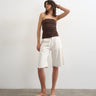 Topshop bandeau button detail top in dark chocolate