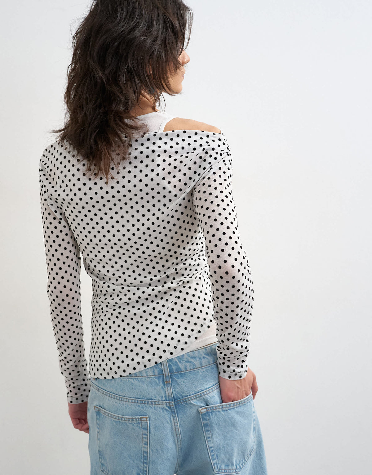 Topshop printed double layer long sleeve top in mono