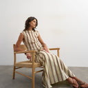 Topshop co-ord dropped waist deep v maxi skirt in buttermilk stripe