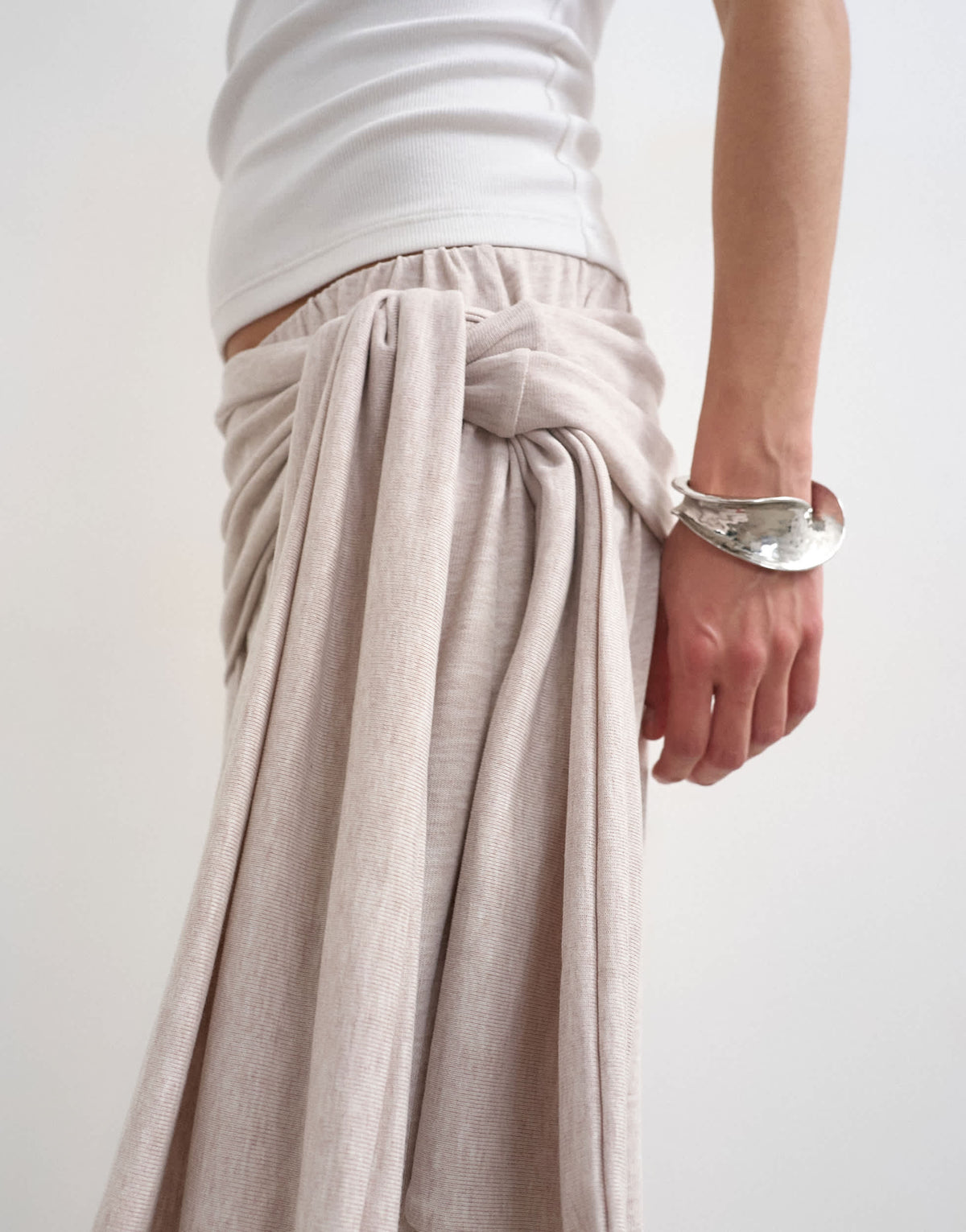 Topshop scarf tie detail soft trousers in oat
